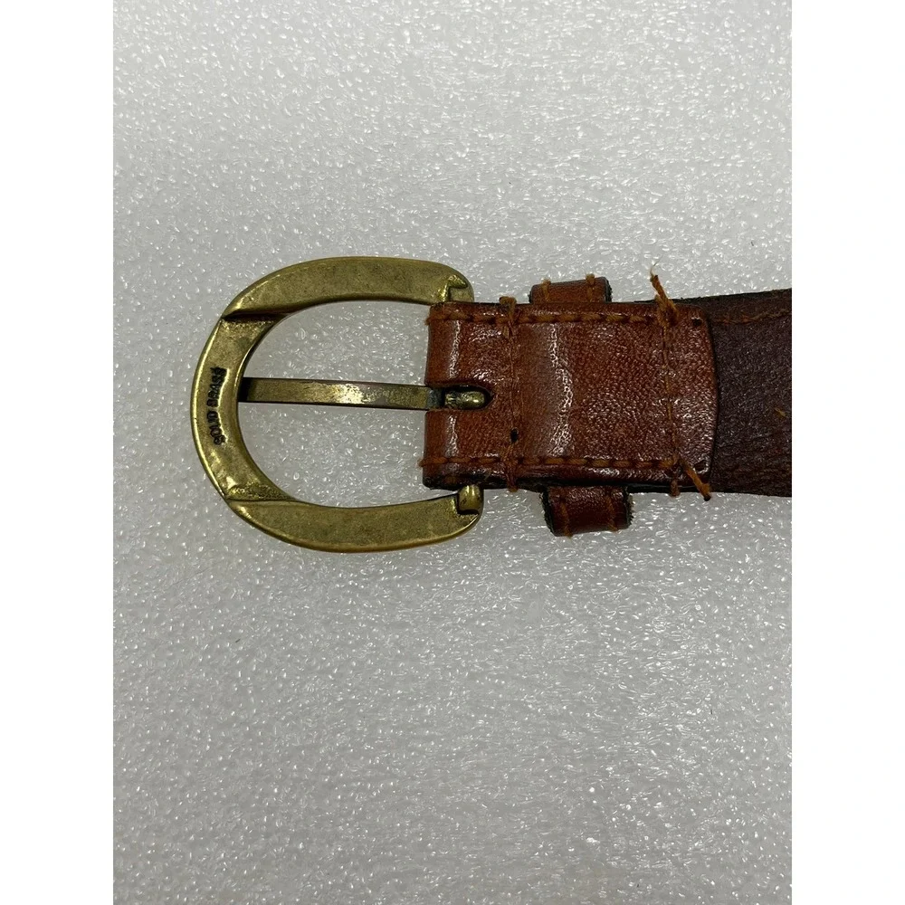 Talbots Womens M Brown Leather Braided Belt Solid Brass Buckle
